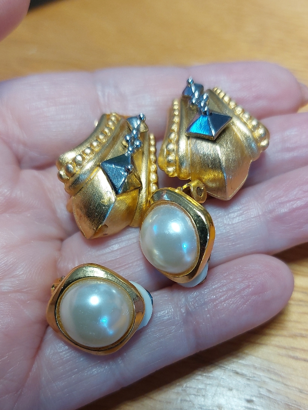 Clip On Vintage Goldtone Earrings Lot Of 2